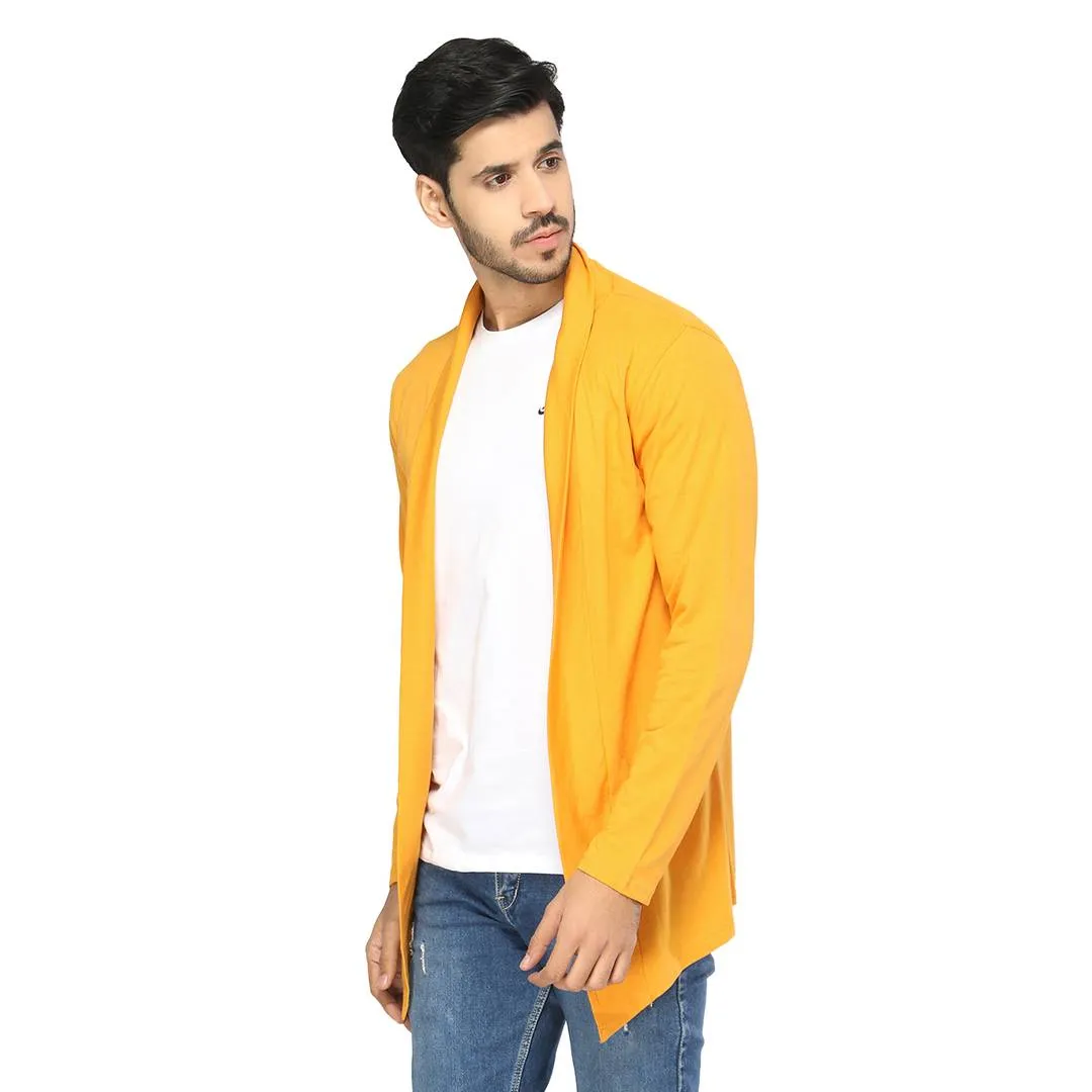 Stylish Yellow Cotton Solid Shrug For Men