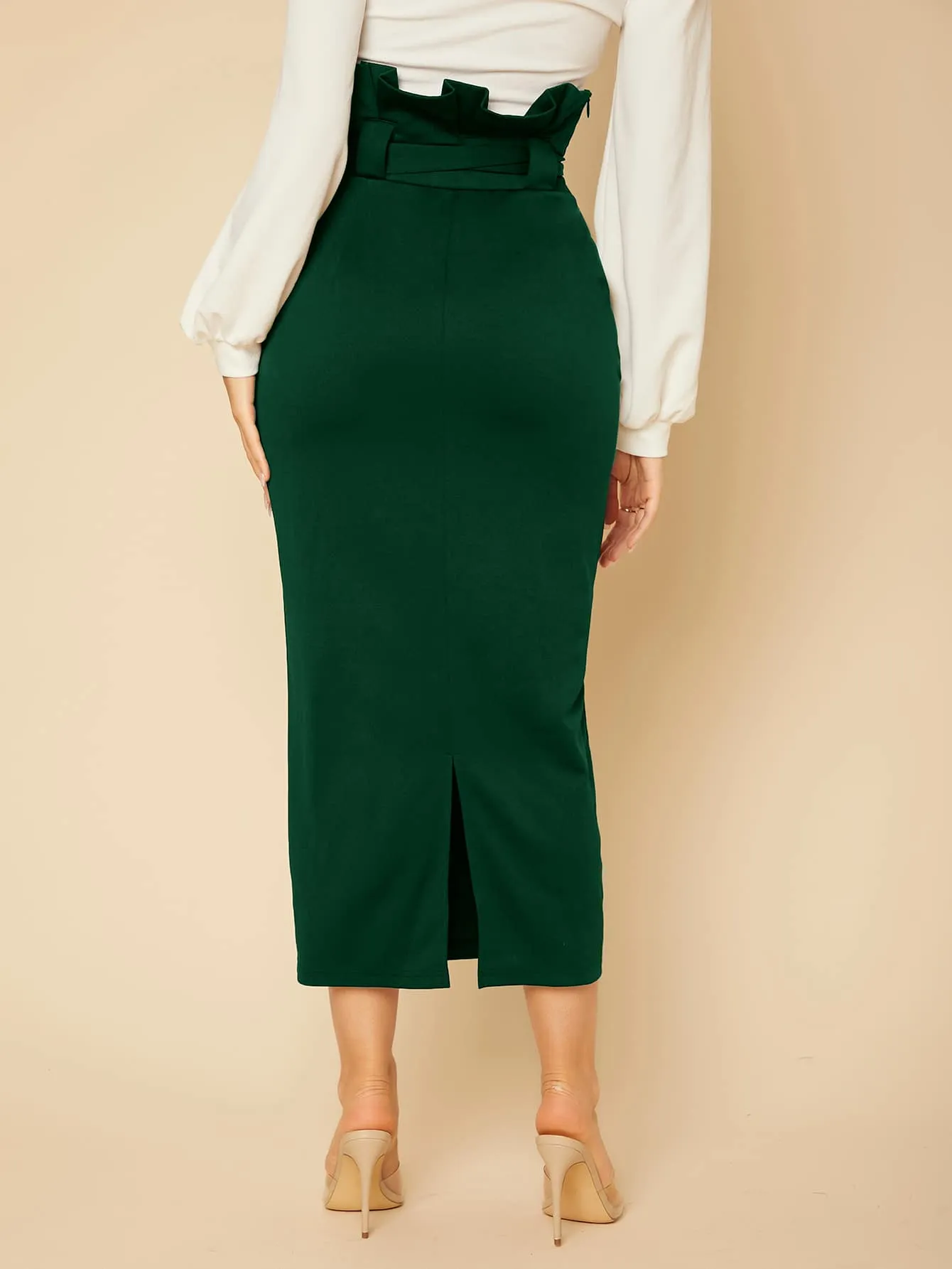 Tall Paperbag Waist Self Belted Skirt