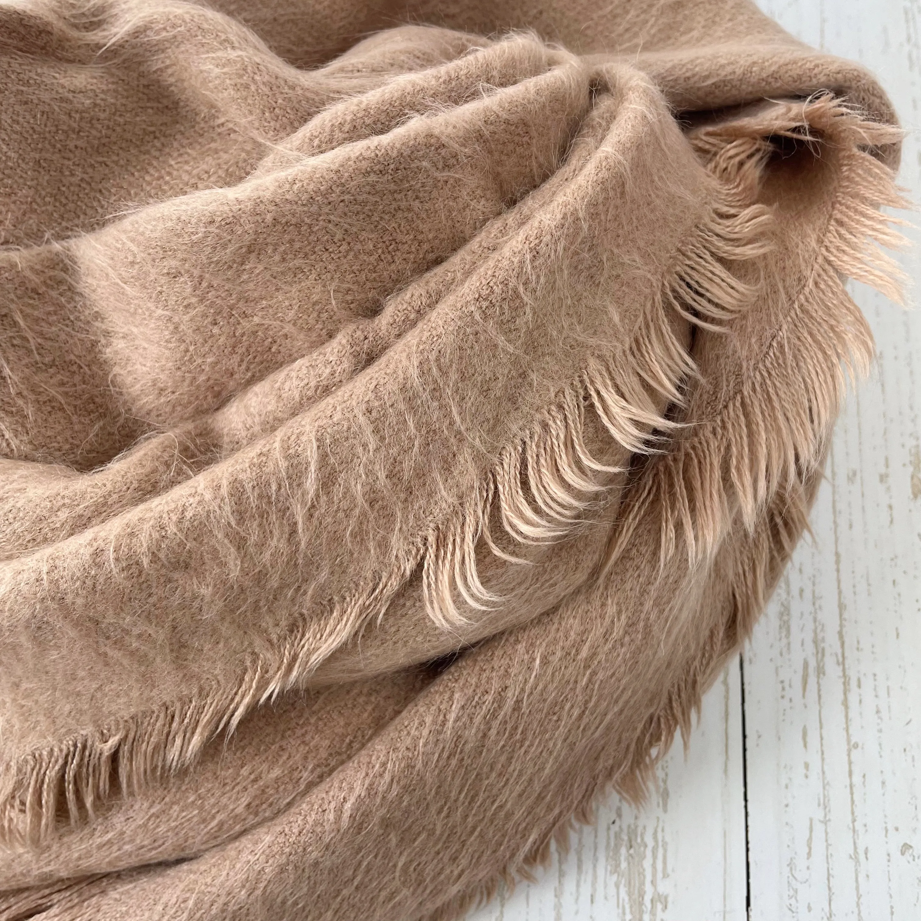 Tana Super Soft Textured Fluffy Scarf - Taupe