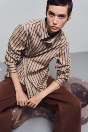 TMRW Moussa Transforming Shirt Stunning Stripe - Khaki