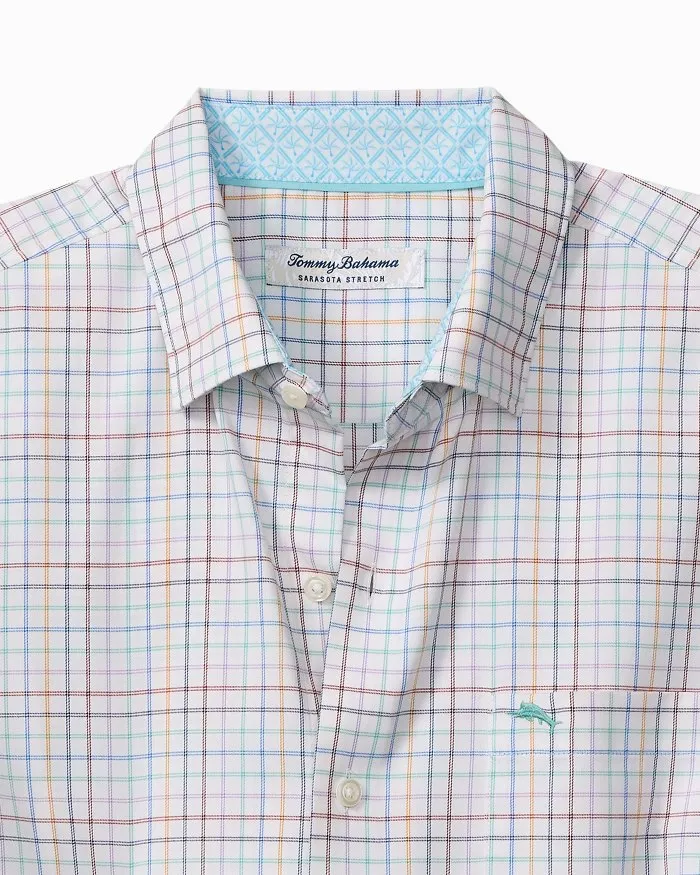 Tommy Bahama Sarasota Stretch Cabo Check IslandZone® Shirt White