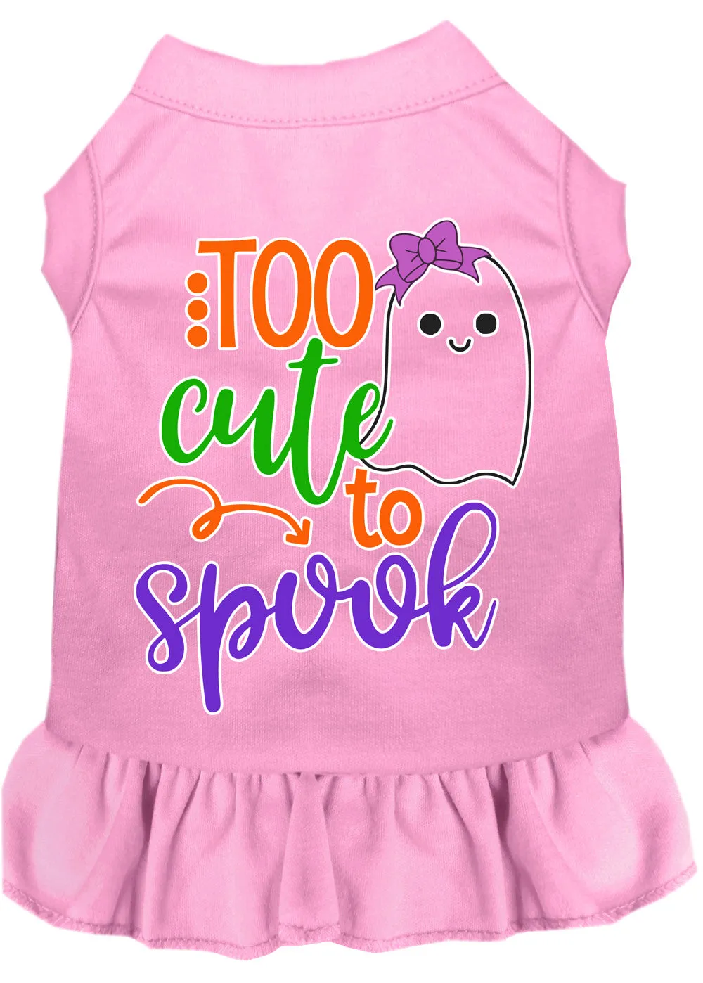 Too Cute To Spook-girly Ghost Screen Print Dog Dress Light Pink Xs