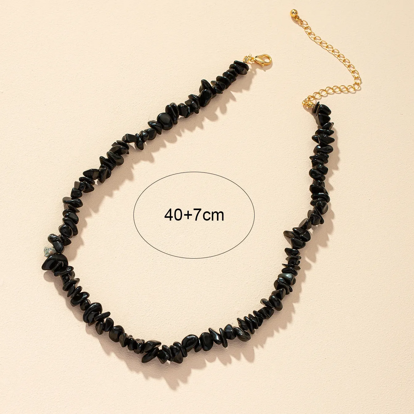 Trendy Black Geometric Necklace with Stone Pendant - Fashionable Sweater Chain