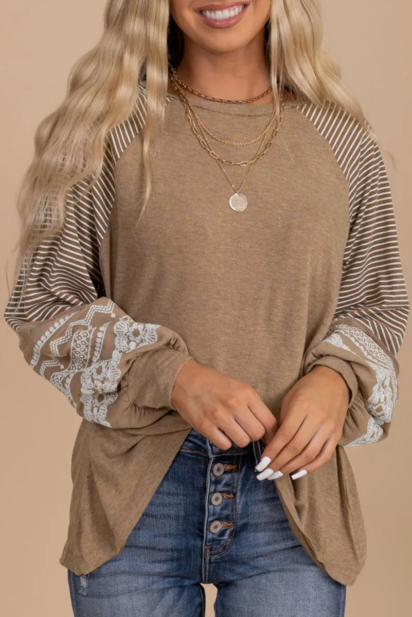 Trendy Striped Long Sleeve Blouses for Women