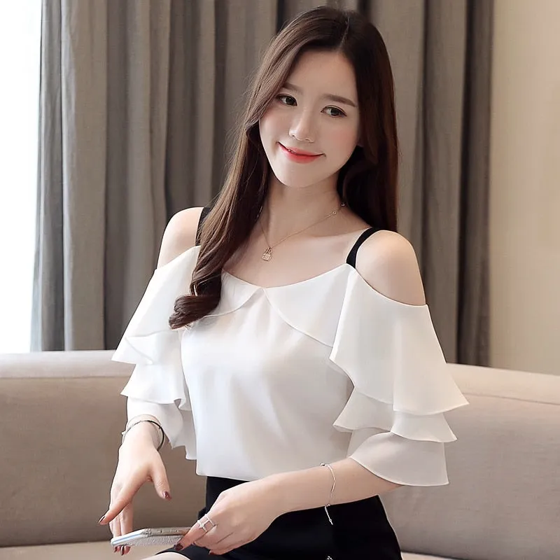 Trendy White Chiffon Blouse