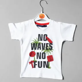 White Printed Fashionable T- Shirt for Boys