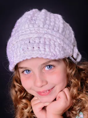 White sparkle buckle beanie winter hat