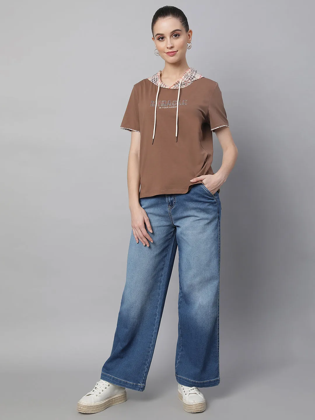 Women Light Blue Loose Fit Wide Leg Stretchable Jeans