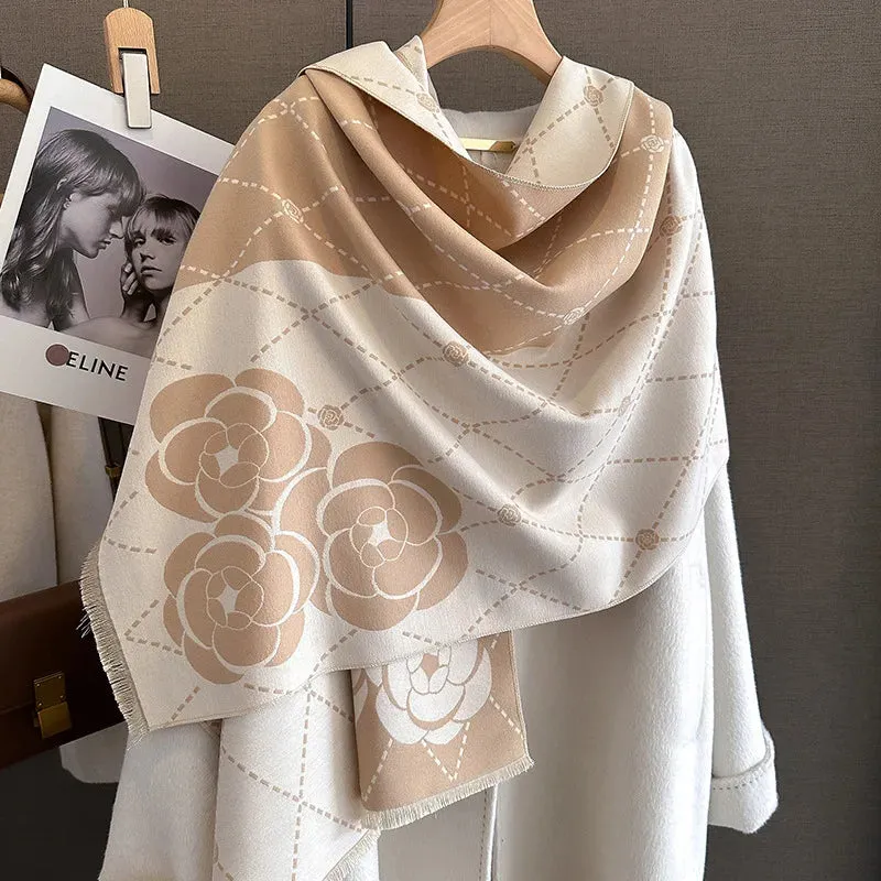 Women's Fashion Luxury Shawl Scarf Printed Flower Warm Cashmere