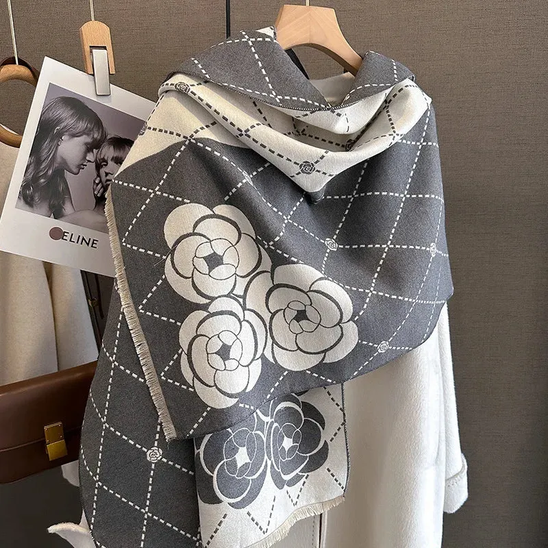 Women's Fashion Luxury Shawl Scarf Printed Flower Warm Cashmere