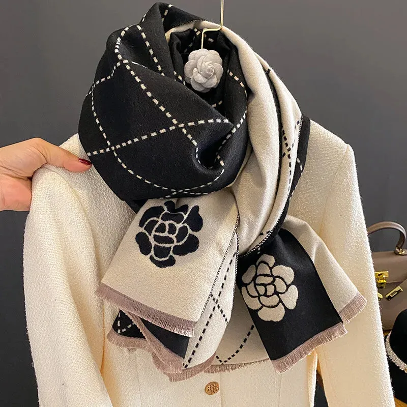 Women's Fashion Luxury Shawl Scarf Printed Flower Warm Cashmere