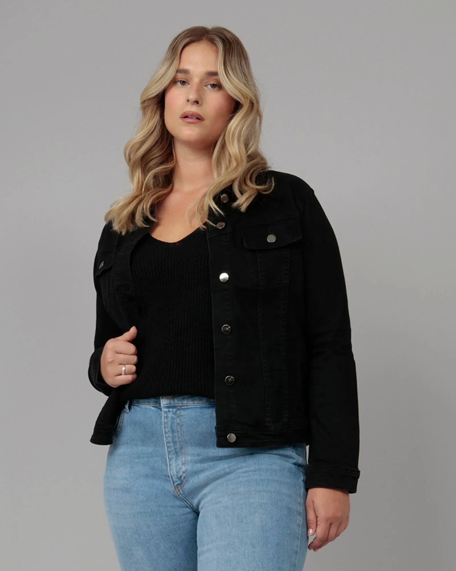 Women's GABRIELLA-BLK Classic Denim Jacket | Black