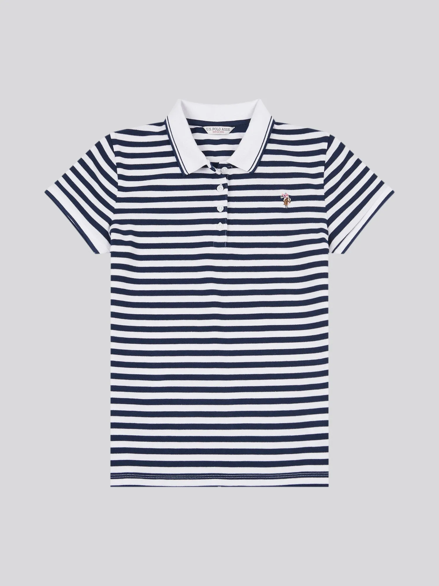 Womens Stripe Polo Shirt in Navy Iris