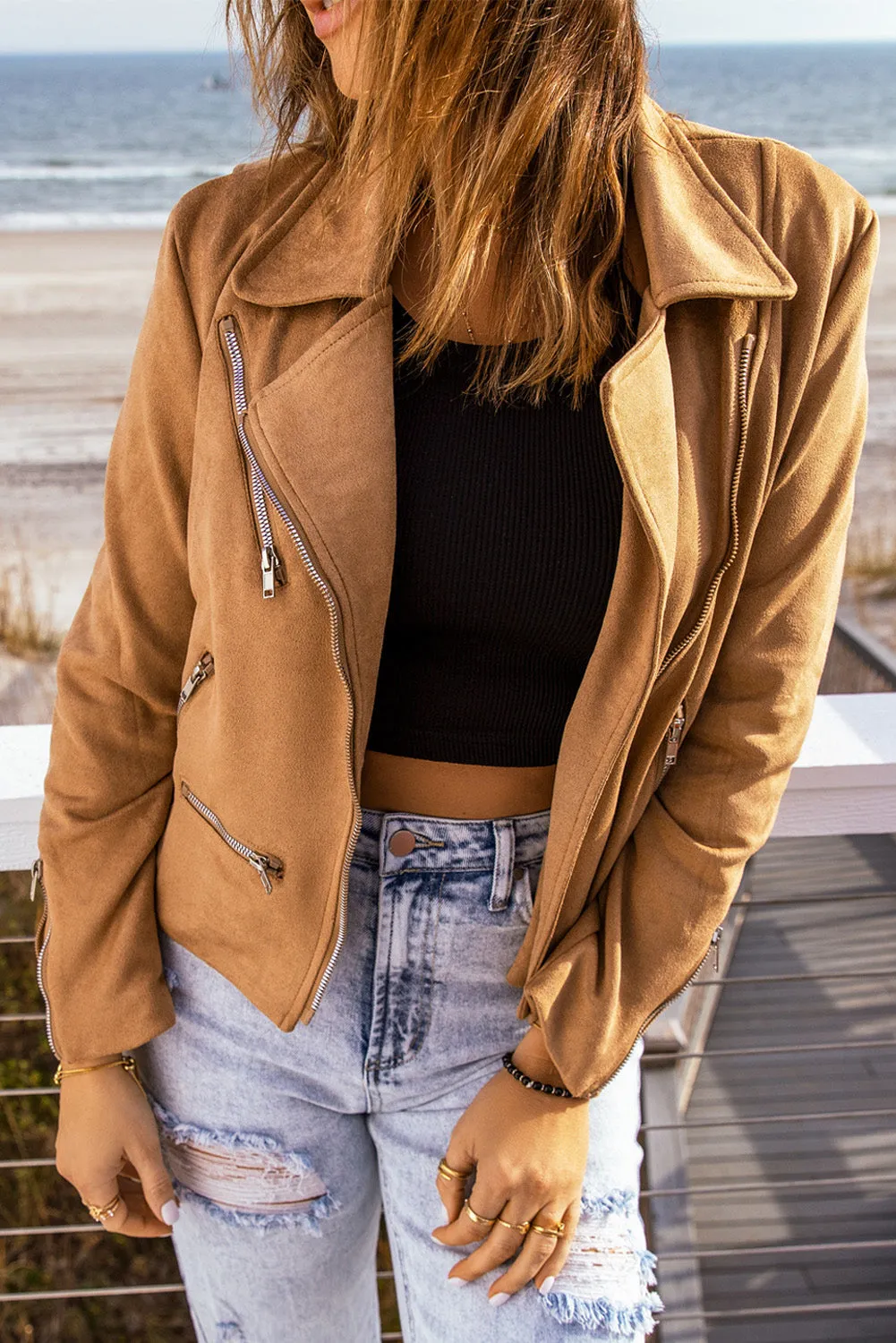 Zip-Up Suede Jacket